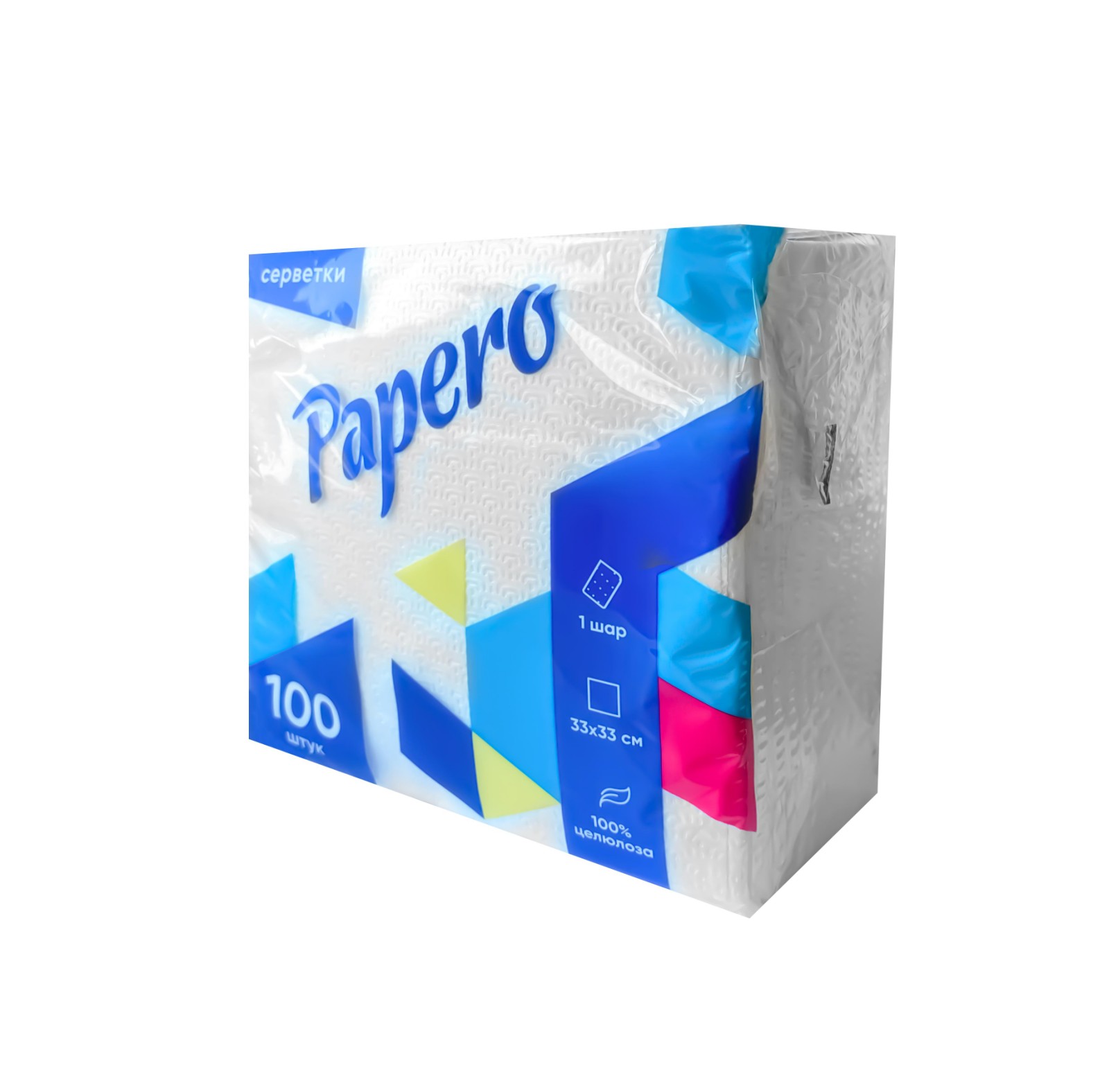 Серветки паперові "Papero" 1 ш. 330х330 мм 100 арк. білі